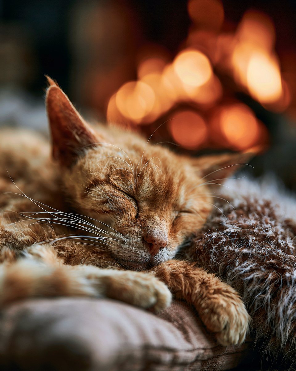 Chat âgé endormi paisiblement sur un coussin